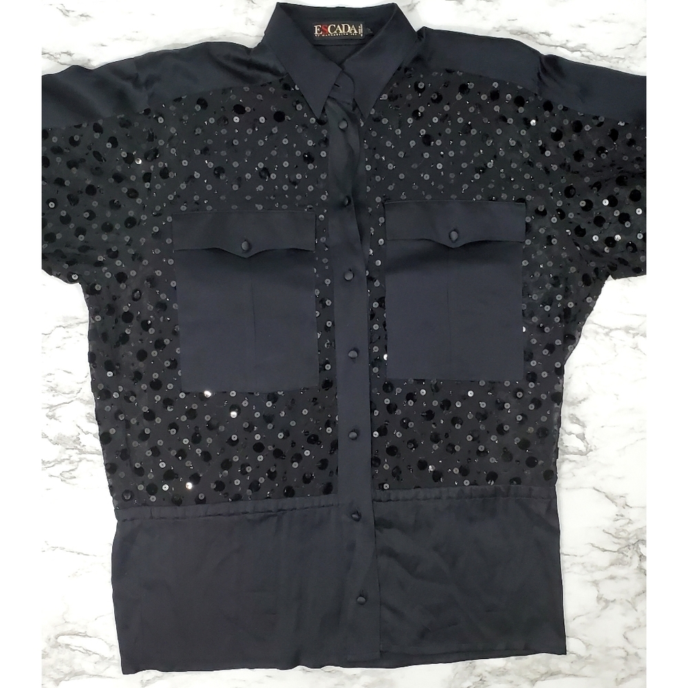 Escada Satin And Sequined Blouse - Picture 7 of 8